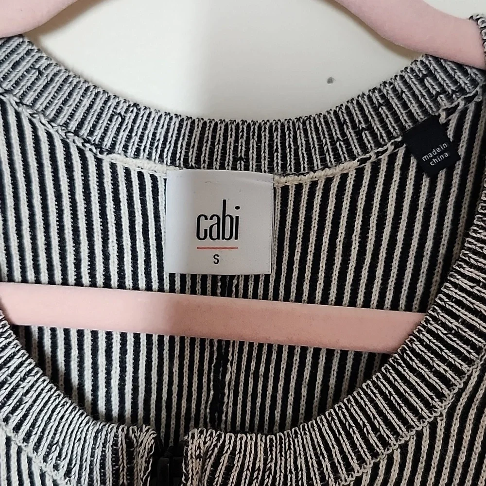 Cabi Cupids Cardigan Sweater Vertical Stripe Side Ties Full Zip Womens Small